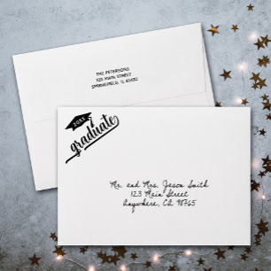 Modern Graduation Script Lined Envelope