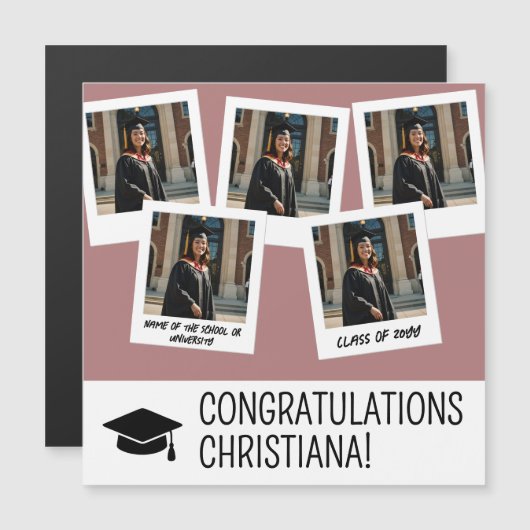 Modern Graduation Snapshot Style Magnetic Card (Front/Back)
