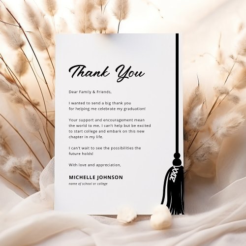 Modern Graduation Tassel Thank You Card