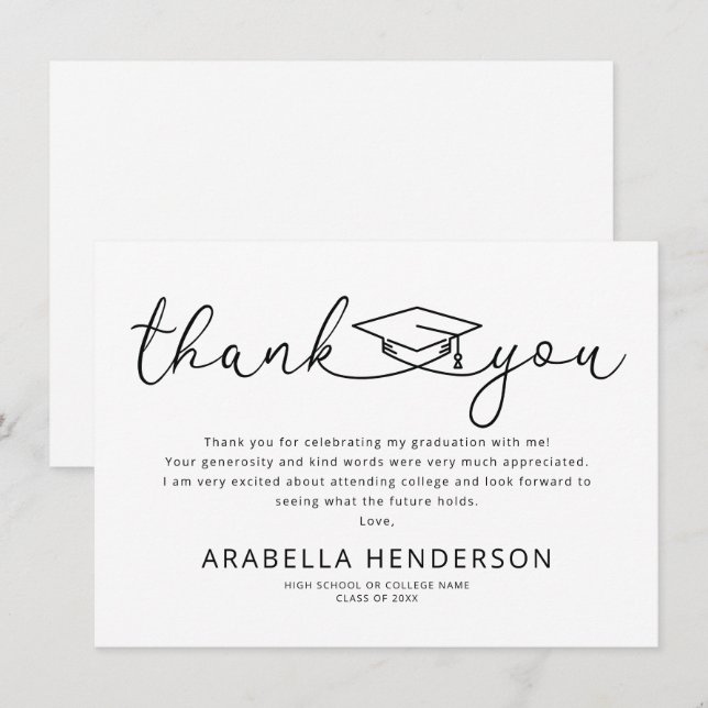 how to write thank you grad cards Pre-Printed Graduation Folded A1 Thank you Cards and Envelopes main image 1