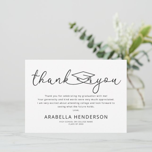 how to write a thank you card for grad party Big Dot of Happiness Rose Gold - Shaped Cards - Graduation Thank You Note Cards with Envelopes Graduation Thank You Card Messages: