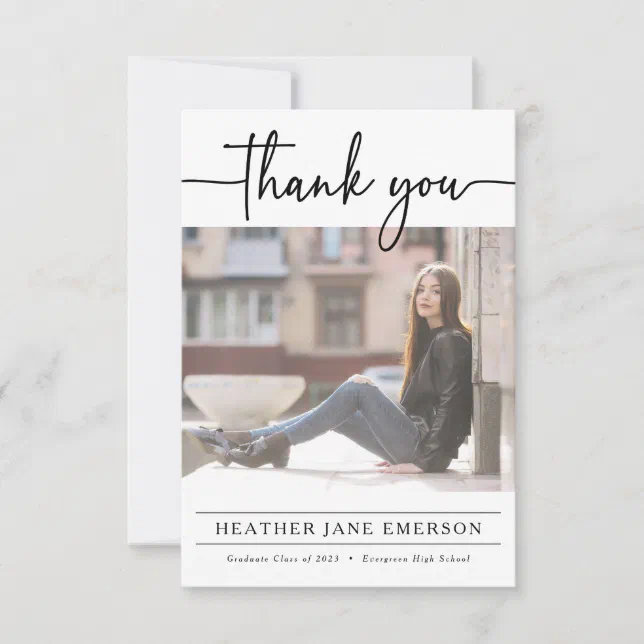 Modern Graduation Thank You Card Zazzle