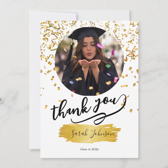 Modern Graduation Thank You Card with Cap and Tass (Front)