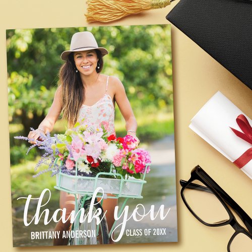 Modern Graduation Thank You Grad Photo Postcard