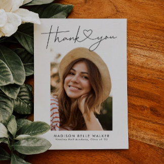 Modern Graduation Thank You Heart Card