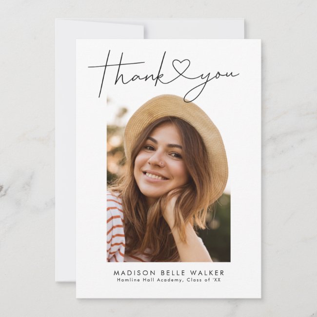 Modern Graduation Thank You Heart Card
