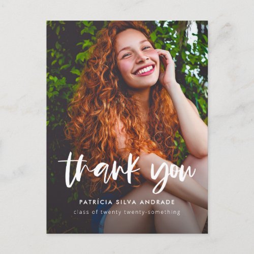 Modern Graduation Thank You Photo Simple Thanks Postcard