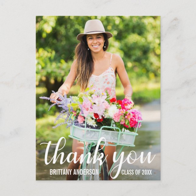 Modern Graduation Thank You Photo W (Blank Back) Postcard (Front)