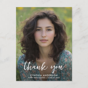 Modern Graduation Thank You Typography Photo Postcard