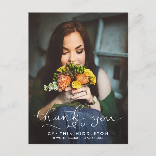 Modern Graduation Thank You Typography Photo Postcard