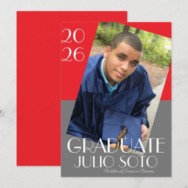 Modern Graduation Typography 2026 Photo Invitation (Front/Back)