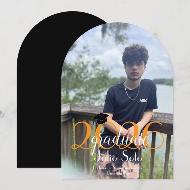  Modern Graduation Typography 2026 Script Photo  Invitation (Front/Back)