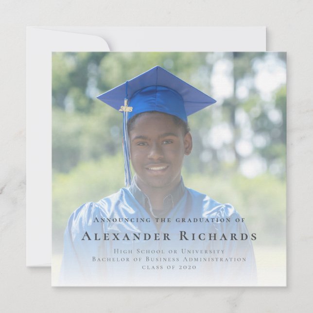Modern Graduation Typography Photo Announcement (Front)