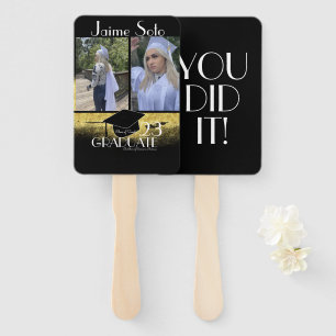 Modern Graduation Typography Script Collage Photo Hand Fan