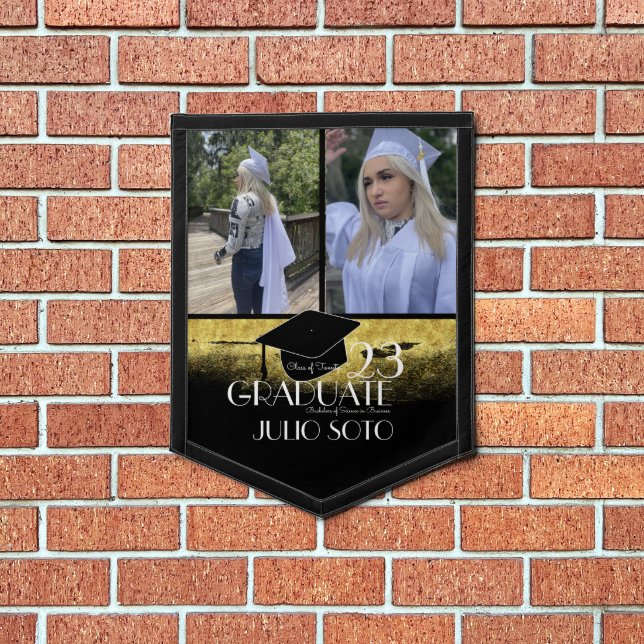 Modern Graduation Typography Script Collage Photo  Pennant (Insitu 1)