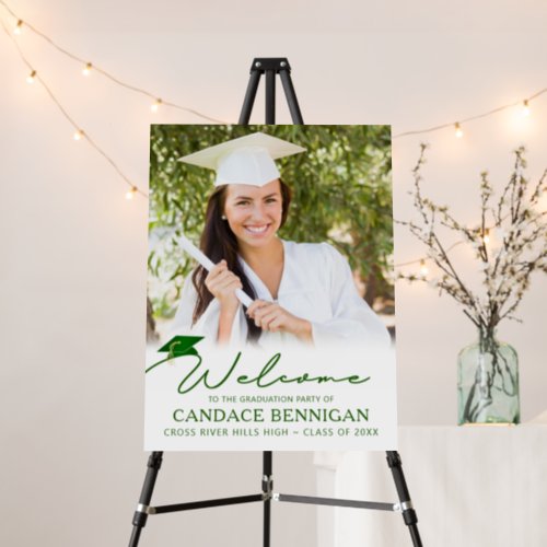 Modern Graduation Welcome Photo Green Script Foam Board