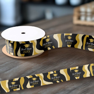 Modern Graduation with Funky Pattern and Name Satin Ribbon