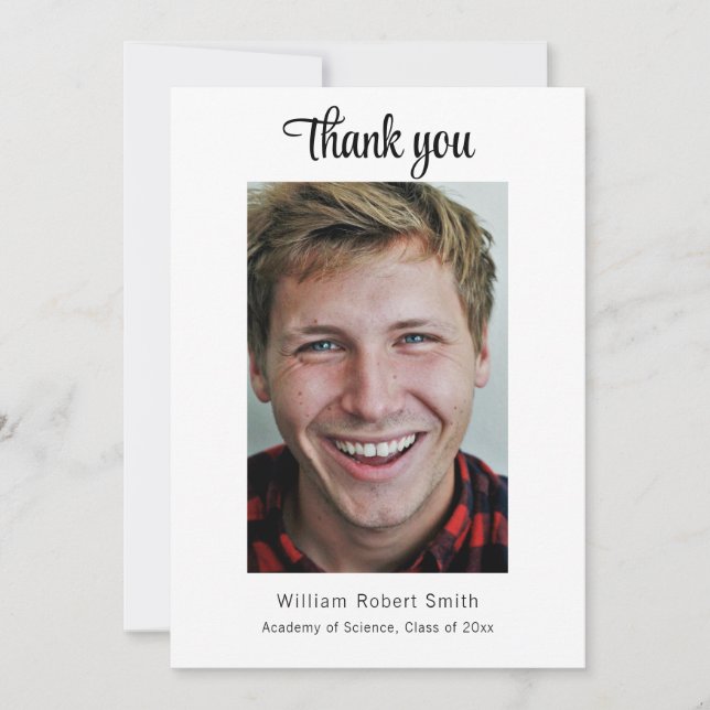 Modern Graduation with Masculine Vibe Personalize  Thank You Card (Front)