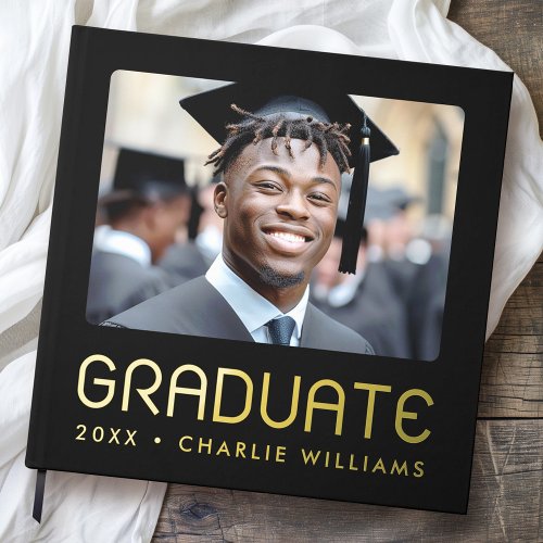 Modern graduation year photo graduate foil guest book 