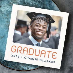 Modern graduation year photo graduate napkins
