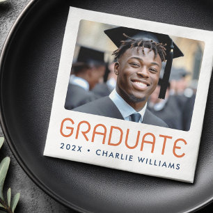 Modern graduation year photo graduate napkins