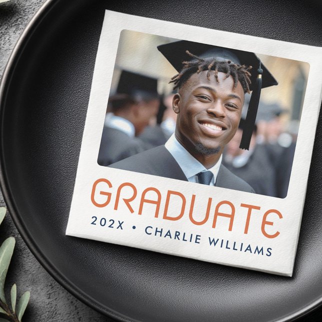 Modern graduation year photo graduate napkins (Modern graduation year photo graduate napkins)