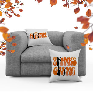 Modern Graffiti Thanksgiving Autumn Fall White  Throw Pillow