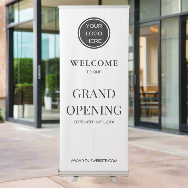 Modern Grand Opening l Custom Business Logo Text Retractable Banner (Creator Uploaded)