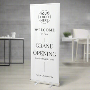 Modern Grand Opening Welcome Promotion White Retractable Banner