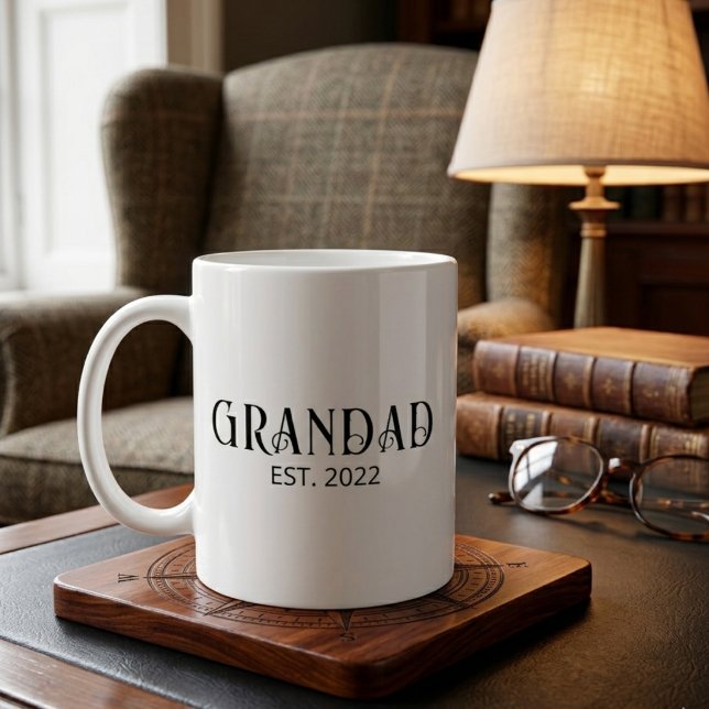 Modern Grandad Established Black Script  Coffee Mug (Creator Uploaded)