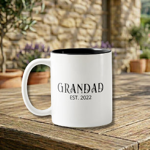 Modern Grandad Established Black Script Two-Tone Coffee Mug