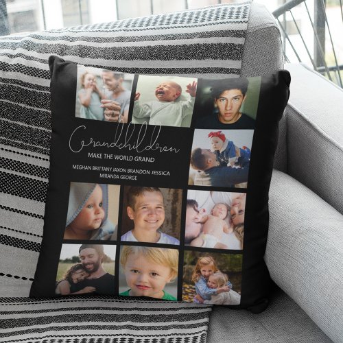Modern  Grandchildren  Photo Collage Throw Pillow