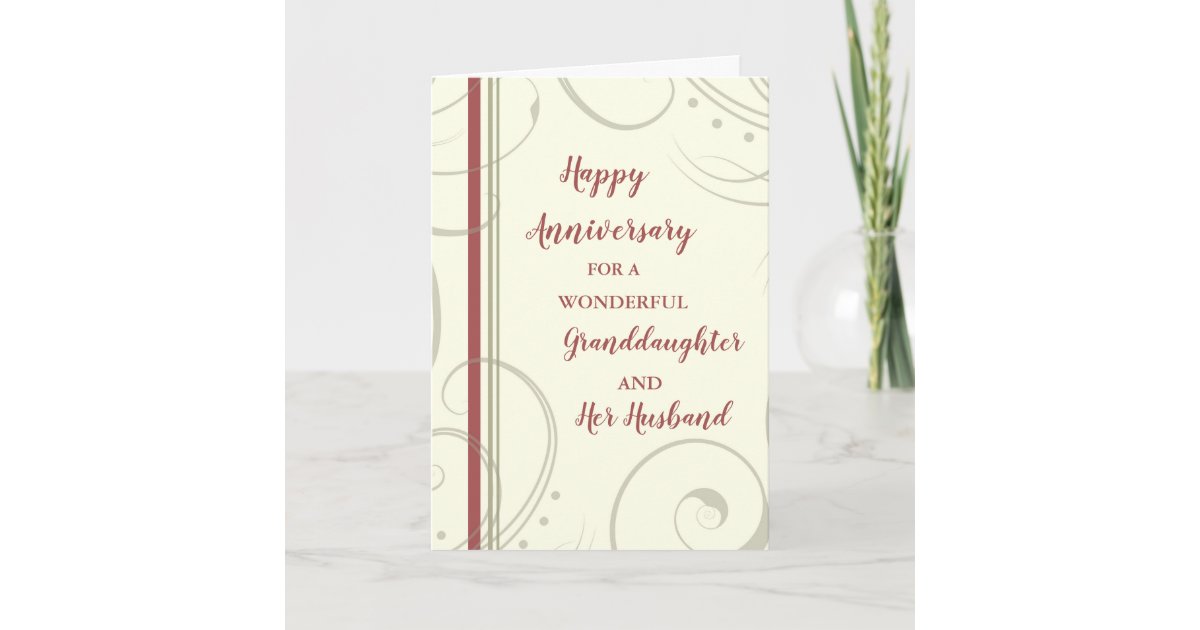 Modern Granddaughter and Her Husband Anniversary Card | Zazzle