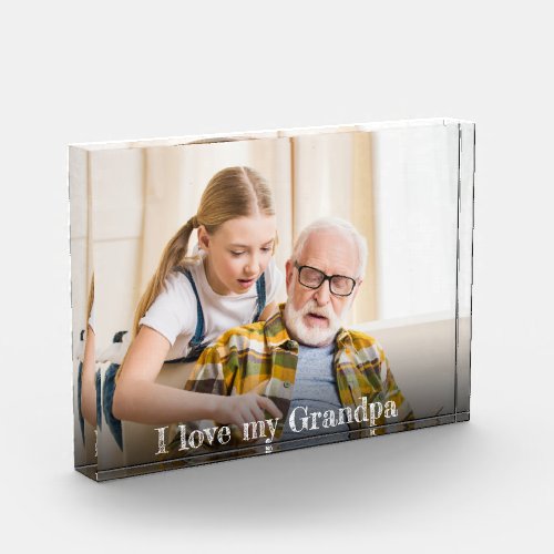 Modern Grandfather I Love My Grandpa Photo Wooden 