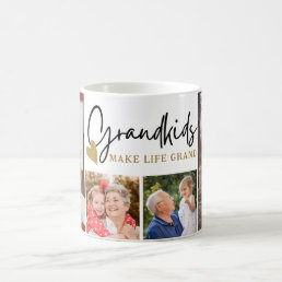  Modern Grandkids Make Life Grand 4 Photo Collage  Coffee Mug
