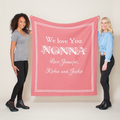 Modern Grandkids Names Custom Love You NONNA Cute Fleece Blanket