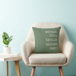 Modern Grandkids Names Green Throw Pillow<br><div class="desc">Modern pillow with grandkids names.</div>