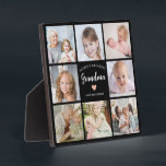 Modern Grandma 8 Photo Collage Black and White Plaque<br><div class="desc">This black and white modern 8-photo collage plaque features the heartfelt message, "World's greatest Grandma" and a simple pink heart. Ideal for a birthday or Christmas gift for your grandmother, this plaque can be personalized with pictures of favorite grandchildren, transforming it into a cherished keepsake to be treasured for years...</div>