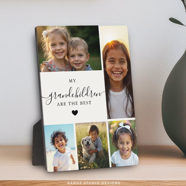 Modern Grandma Grandchildren Photo Collage  Plaque (Photo plaque shown in 5x7 inches.)