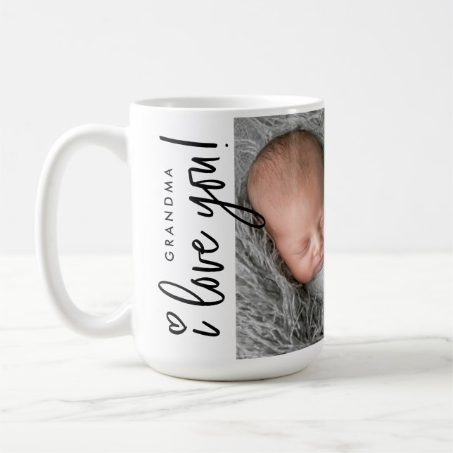 Modern Grandma I love you Photo from baby Custom Coffee Mug (Left)