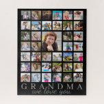 Modern GRANDMA Photo Collage Script Message Black Jigsaw Puzzle<br><div class="desc">Create a photo memory activity for GRANDMA with a custom puzzle with an editable message WE LOVE YOU in script (or substitute any message or name since the text is all editable) with 39 easy-to-upload photos. The text font styles, color and background color can be changed by clicking the CUSTOMIZE...</div>