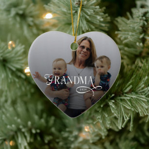 Modern Grandma Photo Personalized Ceramic Ornament