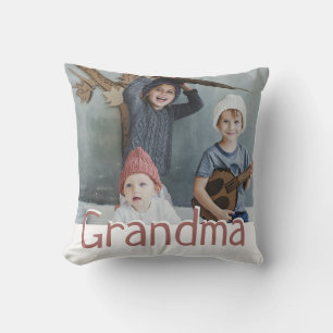 Modern Grandma Photo & Quote   Custom Color Throw Pillow
