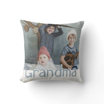 Modern Grandma Photo & Quote | Custom Color Throw Pillow