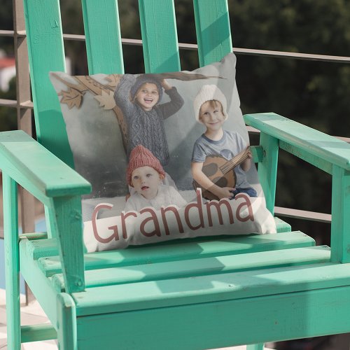 Modern Grandma Photo  Quote  Custom Color Throw Pillow