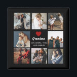 Modern Grandma Script Grandchildren Photo Collage  Magnet<br><div class="desc">Black Photo Collage | Rustic Red heart 
Add up to 8 pictures to this photo collage of your favorite people on this diy tote bag. A red heart is in the middle and a template for your name too. A wonderful gift idea for the family,  grandparents and friends.</div>