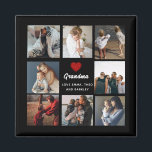Modern Grandma Script Grandchildren Photo Collage  Magnet<br><div class="desc">Black Photo Collage | Rustic Red heart 
Add up to 8 pictures to this photo collage of your favorite people on this diy tote bag. A red heart is in the middle and a template for your name too. A wonderful gift idea for the family,  grandparents and friends.</div>