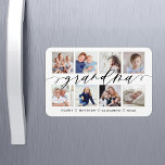 Modern Grandma Script Grandchildren Photo Collage Magnet<br><div class="desc">Send a beautiful personalized gift to your Grandma that she'll cherish forever. Special personalized grandchildren photo collage magnet to display your own special family photos and memories. Our design features a simple 8 photo collage grid design with "Grandma" designed in a beautiful handwritten black script style. Each photo is framed...</div>