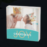 Modern Grandma's Joy Photo Wooden Box Sign<br><div class="desc">Modern large photo with modern font "grandma's joy" wooden box sign.</div>