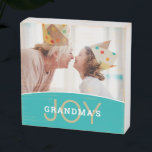 Modern Grandma's Joy Photo Wooden Box Sign<br><div class="desc">Modern large photo with modern font "grandma's joy" wooden box sign.</div>